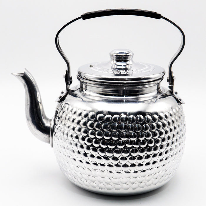 Engraved Shiny Round Tea Pot [4] - ( 2.750 Liter )