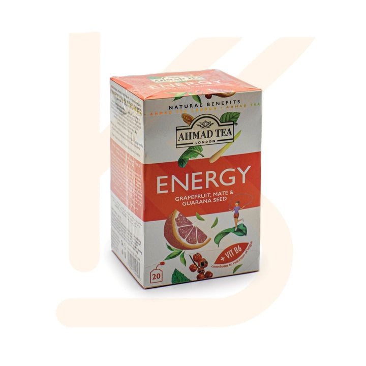 Ahmad Tea - Energy Grapefruit, Mate & Guarana Seed 20 Bag |  شاي احمد - الجريب فروت ، المتة وبذور غرنا
