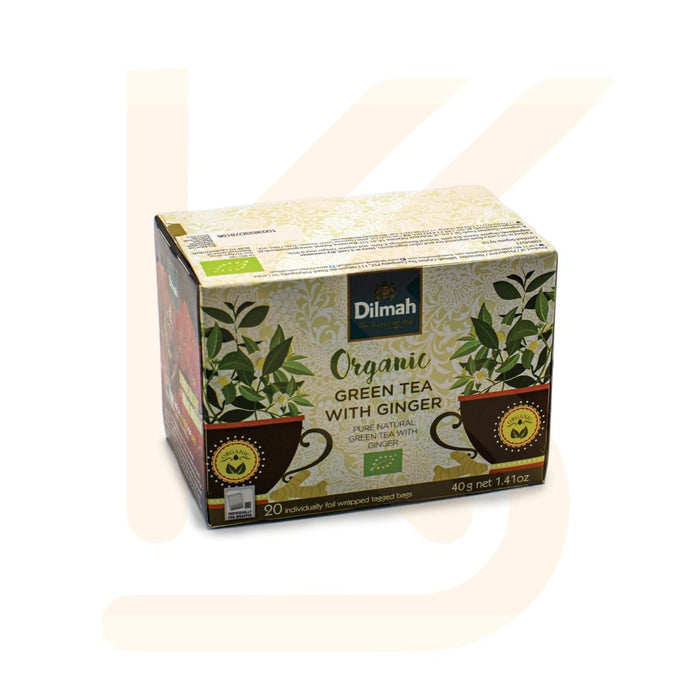 Dilmah - Organic Green Tea With Ginger - 20 Bags * 40 gm  |  ديلما - شاى اخضر مع زنجبيل عضوي-