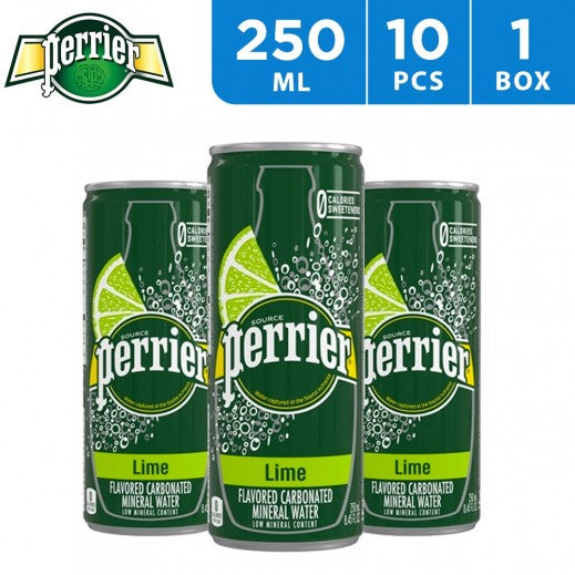 Perrier - Slim Can mineral water Lime 10 × 250 ml | بيريه - مياه معدنية 10 باللايم  × 250 مل