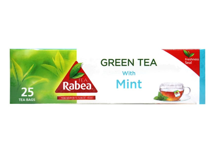 Rabea Tea - Green Tea with Mint - 25 tea bags | شاي ربيع - شاي أخضر مع النعناع - 25 كيس شاي