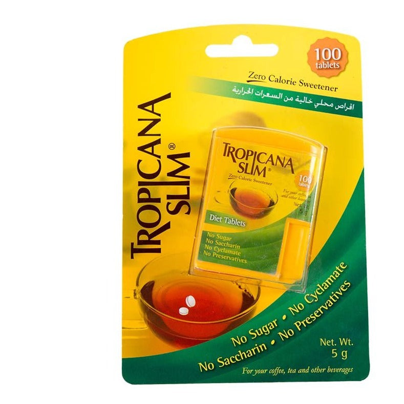 Tropicana slim sweetener zero cal 100 Tablets | تروبيكانا سلم اقراص خالية السعرات الحرارية - 100قرص