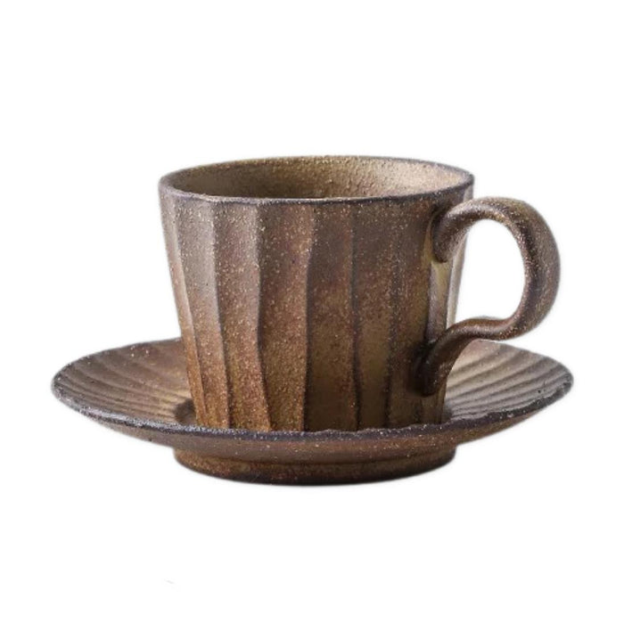Gray stone - Brown stone cup with Saucer 200 ml