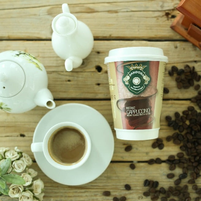 Pandora Bilim - Instant Cappuccino Classic Frothy Coffee ( Single Mug with Lid) 200 ml |  كابوتشينو سريع التحضير - (كوب واحد مع غطاء) 200 مل