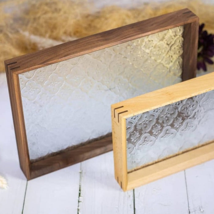 Hospitality Tray Glass & Dark Wooden Frame 14*30cm