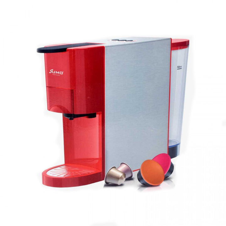 Sumo - 3 IN 1 Multi Capsule Coffee Machine SCM-28 - Red  | أحمر - SCM-28 سومو - مكينة صنع القهوة 3في1 متعددة الكبسولات