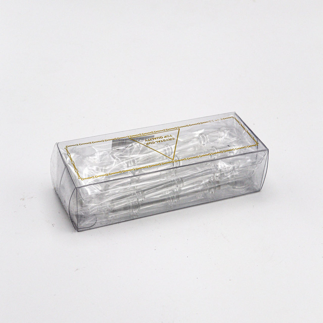 small transparent glass spoons | ملاعق زجاجية شفافة صغيرة مزينة بحلقات جمالية