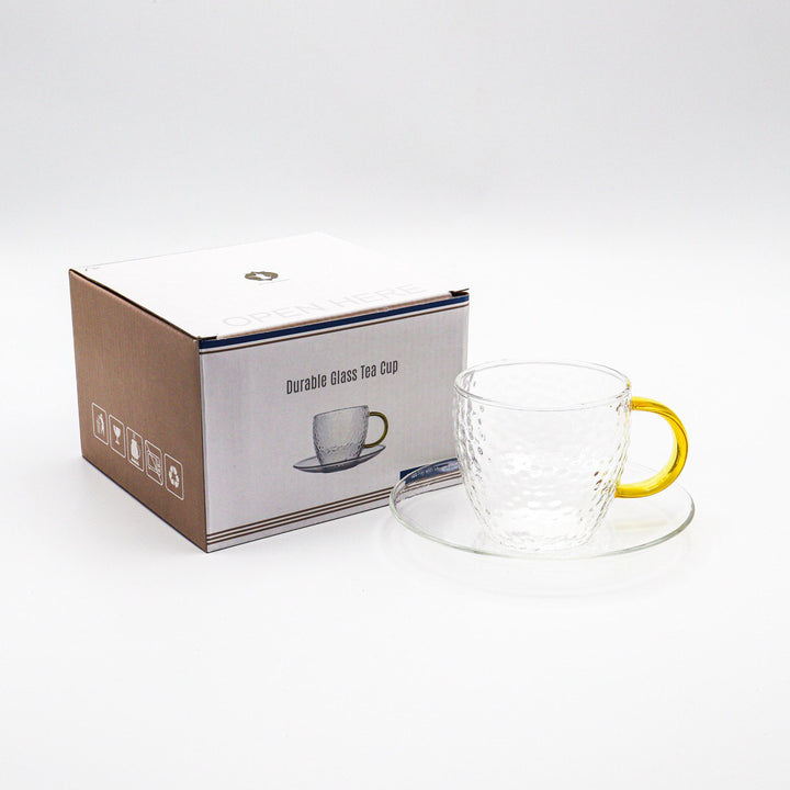 Tea Cup With Saucer Transparent 200 ml | كوب شاي مع الصحن شفاف 200 مل