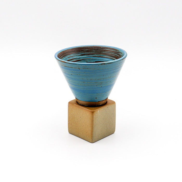 Danty Cup - Ceramic Conical Mug Blue & Brown 170 ml