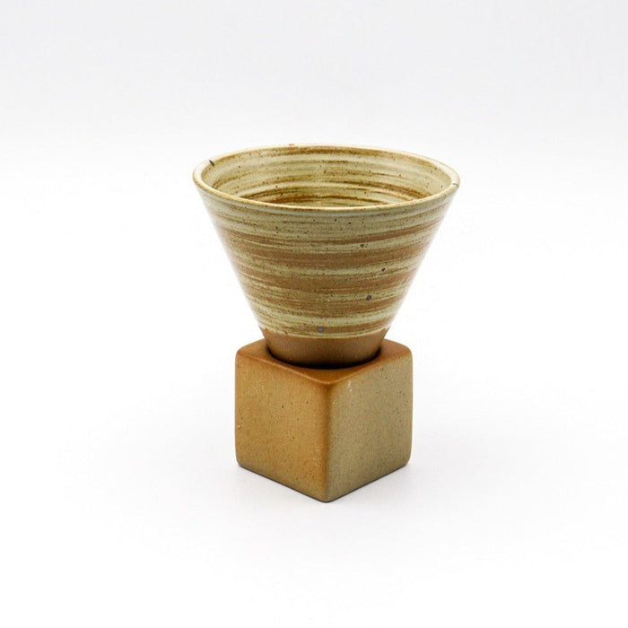 Danty Cup - Ceramic Conical Mug Beige & Brown 170 ml