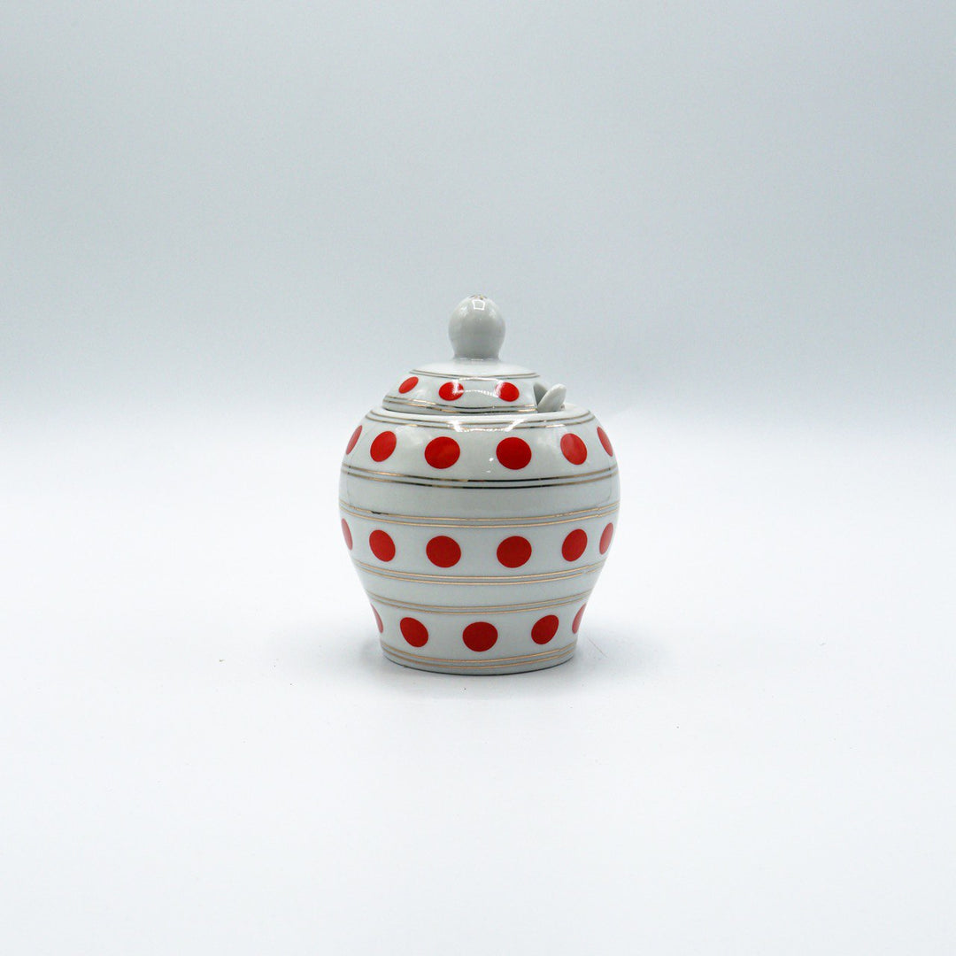 سكرية بورسلان نقطة حمراء | Porcelain Sugar canister Red Dot