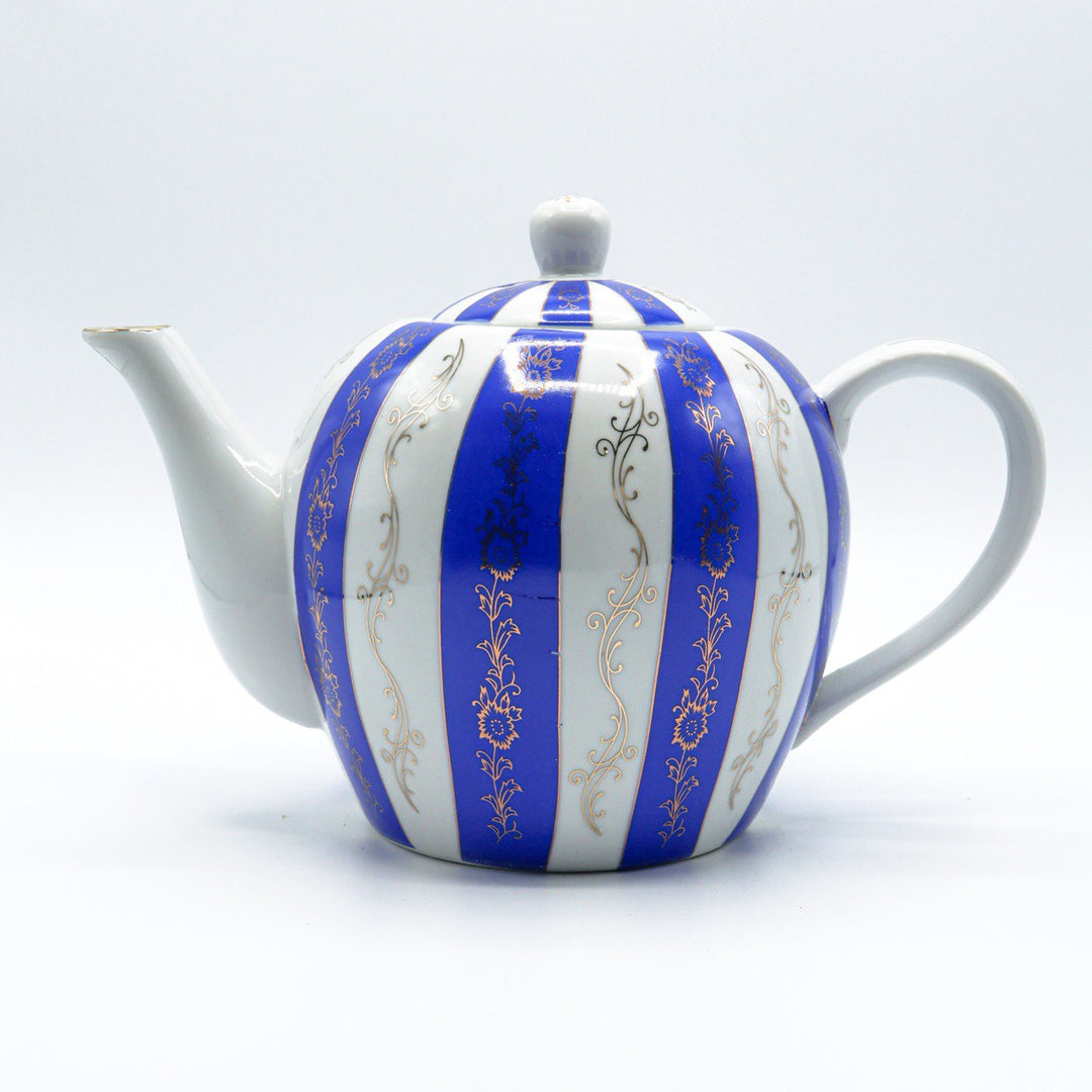 Crystal Cup - Color Porcelain tea pot 1600 ml - Blue |  كريستال كوب - غوري شاي بورسلان مخطط 1600 مل - ازرق