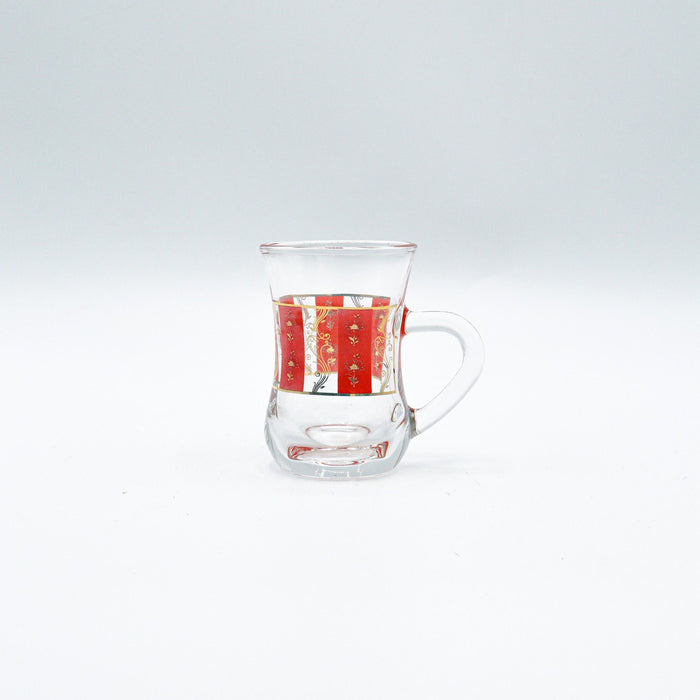 Crystal Cup - Scheme Tea Set Istikan Red 6 Pcs
