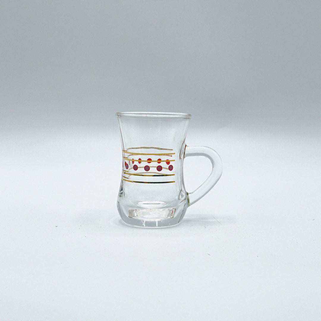 كريستال كوب - طقم استكانات شاي منقط أحمر 6 قطع   |  Crystal Cup - Dotted Tea Set Istikan Red 6 Pcs