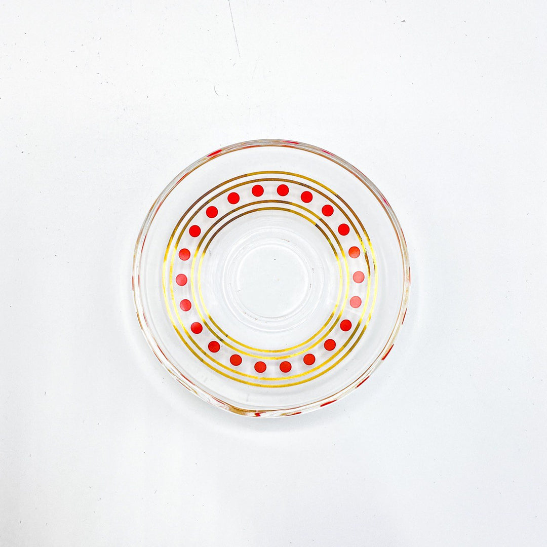كريستال كوب - طقم صحون زجاجي منقط أحمر  6 حبات  |  Crystal Cup -  Plate Set Dotted Red 6 Pcs
