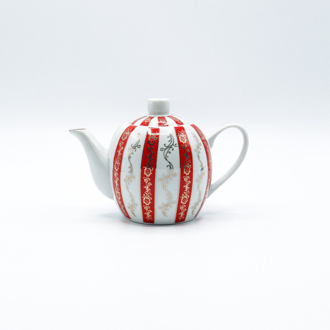 Crystal Cup - Color Porcelain tea pot 350 ml - Red | كريستال كوب - غوري شاي بورسلان مخطط 350 مل - أحمر